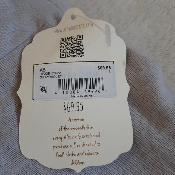 Altar'd State NWT Women's Large Gray Violet Linen Blend Back Tie Shorts Romper - Picture 4 of 12